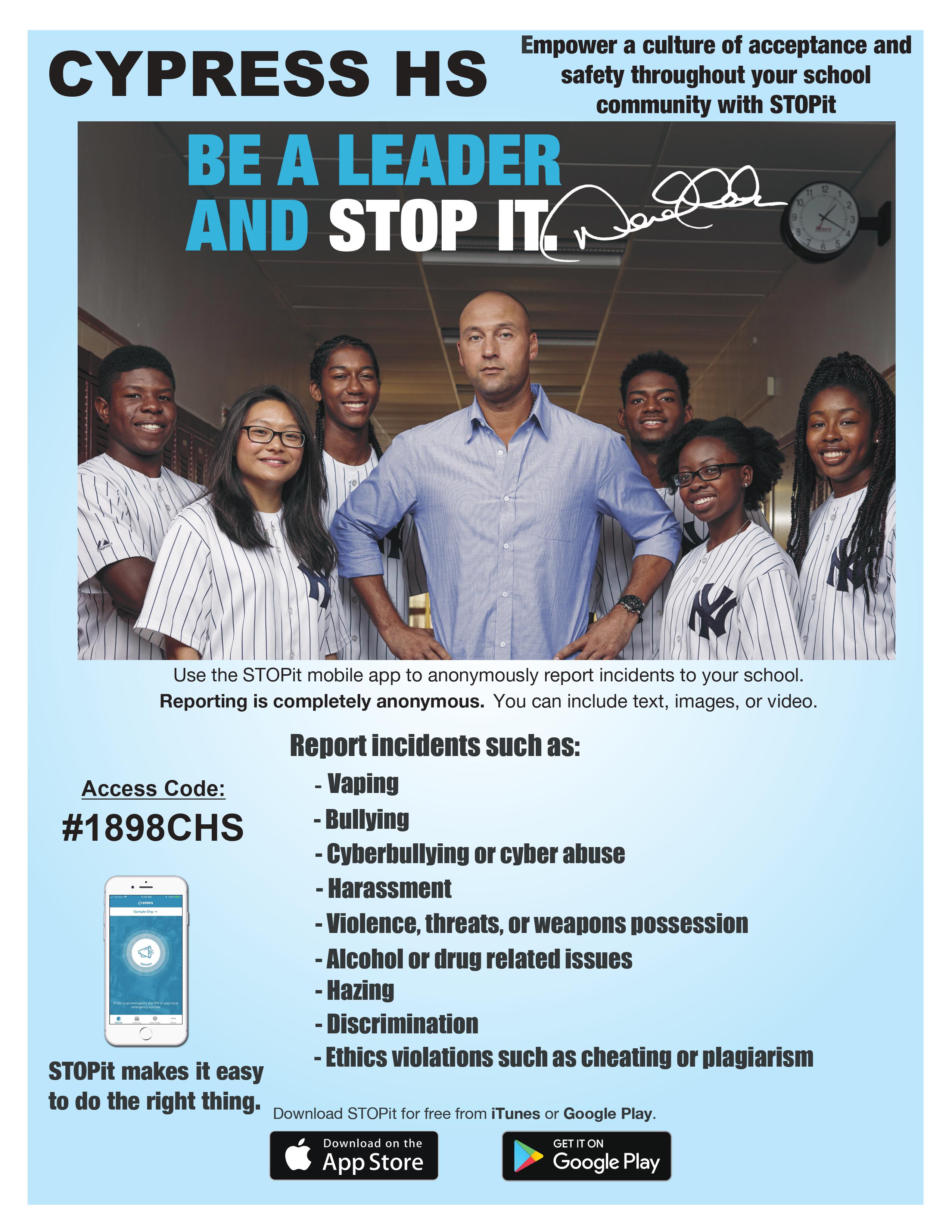 STOPIT app Cypress HS. 